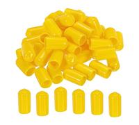 sourcing map 50pcs 10mm Rubber End Caps Cover PVC Vinyl Screw Thread Protector Round Wire Shelf Caps for Screw Bolt Pipe Fence Post, Yellow