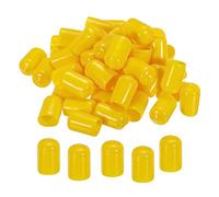 sourcing map 50pcs 12mm Rubber End Caps Cover PVC Vinyl Screw Thread Protector Round Wire Shelf Caps for Screw Bolt Pipe Fence Post, Yellow
