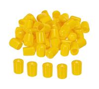 sourcing map 50pcs 15mm Rubber End Caps Cover PVC Vinyl Screw Thread Protector Round Wire Shelf Caps for Screw Bolt Pipe Fence Post, Yellow