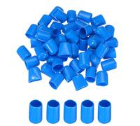 sourcing map 50pcs 15mm Rubber End Caps Cover PVC Vinyl Screw Thread Protector Round Wire Shelf Caps for Screw Bolt Pipe Fence Post, Light Blue