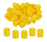 sourcing map 50pcs 16mm Rubber End Caps Cover PVC Vinyl Screw Thread Protector Round Wire Shelf Caps for Screw Bolt Pipe Fence Post, Yellow