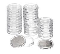 sourcing map 50Pcs 18mm Silver Dollar Coin Holders, Plastic Coin Capsule Covers Acrylic Clear Round Coin Collection Supplies Container for Silver Coin Protectors or NFC Tag