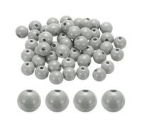 sourcing map 50pcs 20mm Light Gray Wood Beads 3.3mm Large Hole Round Wooden Loose Spacer Beads for Jewelry Making Necklace Bracelets DIY Crafts Macrame Handmade Decorations