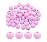 sourcing map 50pcs 20mm Light Purple Wood Beads 3.3mm Large Hole Round Wooden Loose Spacer Beads for Jewelry Making Necklace Bracelets DIY Crafts Macrame Handmade Decorations