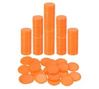sourcing map 50Pcs 20mm Plastic Poker Chips, Mini Bingo Chips Learning Counters Counting Counters Disks Markers Opaque Game Tokens for Game Play Math Counting, Orange