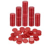 sourcing map 50Pcs 20mm Plastic Poker Chips, Mini Bingo Chips Learning Counters Counting Counters Disks Markers Opaque Game Tokens for Game Play Math Counting, Red