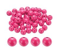 sourcing map 50pcs 20mm Rose Pink Wood Beads 3.3mm Large Hole Round Wooden Loose Spacer Beads for Jewelry Making Necklace Bracelets DIY Crafts Macrame Handmade Decorations