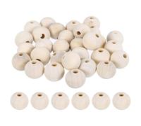 sourcing map 50Pcs 20mm Wood Beads, Unfinished Wooden Natural Beads Round Wood Spacer Beads for Bracelets Hair Jewelry Making DIY Crafts Garland Macrame Home Decor