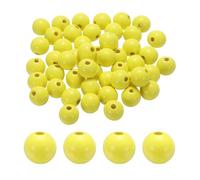 sourcing map 50pcs 20mm Yellow Wood Beads 3.3mm Large Hole Round Wooden Loose Spacer Beads for Jewelry Making Necklace Bracelets DIY Crafts Macrame Handmade Decorations