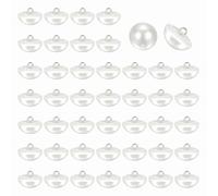 sourcing map 50pcs 28L Round Faux Pearl Buttons 18mm 6/8" Half Ball Dome Metal Shank Sewing Buttons Replacement DIY Small Button for Clothing Bridal Wedding Dress DIY Crafts, Pearl White