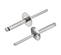 sourcing map 50Pcs 3/16"x1" 304 Stainless Steel Large Flange Round Head Rivets, Large Cap Open End Blind Rivets for Construction, Automotive Manufacturing, Aerospace, Shipbuilding (Silver)