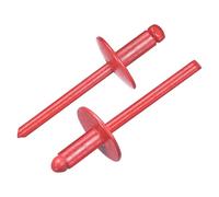 sourcing map 50Pcs 3/16"x3/8" Aluminum Blind Rivets, Aluminum Grip and Steel Mandrel, Large Flange Fastener Rivets for Metal, Furniture, Automotive, Red