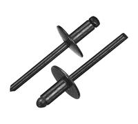 sourcing map 50Pcs 3/16"x3/8" Aluminum Blind Rivets, Aluminum Grip and Steel Mandrel, Large Flange Fastener Rivets for Metal, Furniture, Automotive, Black