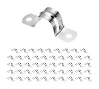 sourcing map 50pcs 3/4-Inch 20mm Conduit Clamps, M20 U Tube Pipe Clamp, Stainless Steel Rigid Pipe Strap, U Shaped Bracket with Two Hole for Pipe Tube Hose Wire Cord Fixing