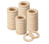 sourcing map 50Pcs 30mm(1.2-inch) Natural Wood Rings, 6mm Thick Smooth Unfinished Wooden Circles for DIY Crafting, Knitting, Macrame, Pendant