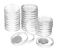 sourcing map 50Pcs 35mm Silver Dollar Coin Holders, Plastic Coin Capsule Covers Acrylic Clear Round Collection Supplies Container for NFC Tag