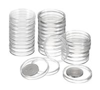 sourcing map 50Pcs 37mm Silver Dollar Coin Holders, Plastic Coin Capsule Covers Acrylic Clear Round Collection Supplies Container for NFC Tag