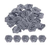 sourcing map 50pcs 3cm Ribbon Roses Satin Ribbon Flower Rose Artificial Fabric Flowers for DIY Crafting Accessories Sewing Wrapping Wedding Gift Decoration, Grey