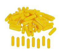 sourcing map 50pcs 3mm Rubber End Caps Cover PVC Vinyl Screw Thread Protector Round Wire Shelf Caps for Screw Bolt Pipe Fence Post, Yellow