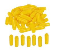 sourcing map 50pcs 4mm Rubber End Caps Cover PVC Vinyl Screw Thread Protector Round Wire Shelf Caps for Screw Bolt Pipe Fence Post, Yellow