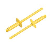 sourcing map 50Pcs 5/32"x1/2" Large Flange Head Blind Rivets, Zinc-Plated Carbon Steel Grip and Mandrel Cap Blind Rivets, Yellow