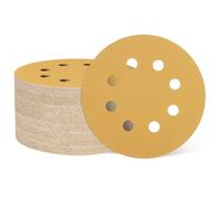 sourcing map 50Pcs 5" Sanding Discs 600Grit Yellow Aluminum Oxide 8 Hole
