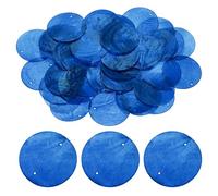 sourcing map 50Pcs 50mm Round Capiz Sea Shells, Round Natural Capiz Shells Discs Charm with Hole for Seashell Wind Chimes Curtain Home Decoration, Dark Blue