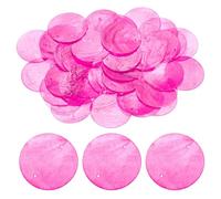 sourcing map 50Pcs 50mm Round Capiz Sea Shells, Round Natural Capiz Shells Discs Charm with Hole for Seashell Wind Chimes Curtain Home Decoration, Pink