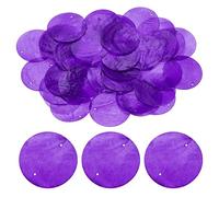 sourcing map 50Pcs 50mm Round Capiz Sea Shells, Round Natural Capiz Shells Discs Charm with Hole for Seashell Wind Chimes Curtain Home Decoration, Purple