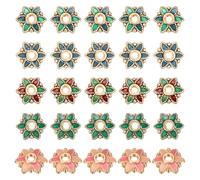 sourcing map 50pcs 5Styles Enamel Flower Bead Caps, Alloy Vintage Floral Loose Spacer Beads End Caps for Jewelry Making Necklace Bracelet DIY Crafts, Blue-Pink Series