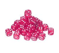 sourcing map 50Pcs 6 Sided Acrylic Dice, 16mm/0.63" Rounded Corner Translucent Colored D6 Game Dice for Theme Party Fun Table Board Games, Rose Red
