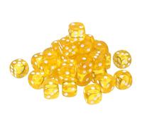 sourcing map 50Pcs 6 Sided Acrylic Dice, 18mm/0.71" Rounded Corner Translucent Colored D6 Game Dice for Theme Party Fun Table Board Games, Yellow