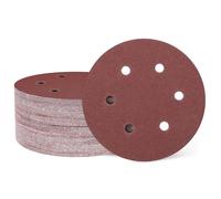sourcing map 50Pcs 6Inch Sanding Discs 120Grit Red Aluminum Oxide 6 Hole