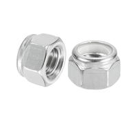 sourcing map 50Pcs 7/16"-14 Nylon Insert Hex Lock Nuts, 304 Stainless Steel Self-Locking Nylon Insert Stop Nut for Industrial Construction Fasteners, Silver & White