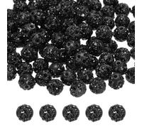 sourcing map 50pcs 8mm Rhinestone Beads for Jewelry Making, Bling Disco Bead Sparkle Diamond Clay Bead for Necklace Bracelet Christmas, Black