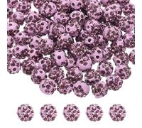sourcing map 50pcs 8mm Rhinestone Beads for Jewelry Making, Bling Disco Bead Sparkle Diamond Clay Bead for Necklace Bracelet Christmas, Purple
