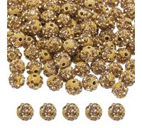 sourcing map 50pcs 8mm Rhinestone Beads for Jewelry Making, Bling Disco Bead Sparkle Diamond Clay Bead for Necklace Bracelet Christmas, Light Brown