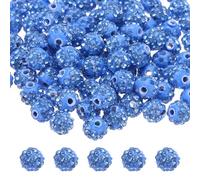 sourcing map 50pcs 8mm Rhinestone Beads for Jewelry Making, Bling Disco Bead Sparkle Diamond Clay Bead for Necklace Bracelet Christmas, Light Blue