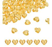 sourcing map 50pcs Acrylic Heart Beads 19x17mm Heart Shape Craft Loose Beads Crystals Gems with Hole for Decoration Making Bracelet Necklace Jewelry Making, Orange