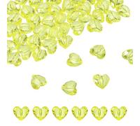 sourcing map 50pcs Acrylic Heart Beads 19x17mm Heart Shape Craft Loose Beads Crystals Gems with Hole for Decoration Making Bracelet Necklace Jewelry Making, Lemon Yellow