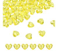 sourcing map 50pcs Acrylic Heart Beads 19x17mm Heart Shape Craft Loose Beads Crystals Gems with Hole for Decoration Making Bracelet Necklace Jewelry Making, Yellow