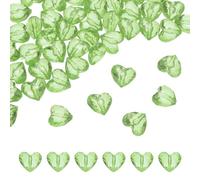 sourcing map 50pcs Acrylic Heart Beads 19x17mm Heart Shape Craft Loose Beads Crystals Gems with Hole for Decoration Making Bracelet Necklace Jewelry Making, Grass Green