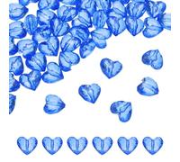sourcing map 50pcs Acrylic Heart Beads 19x17mm Heart Shape Craft Loose Beads Crystals Gems with Hole for Decoration Making Bracelet Necklace Jewelry Making, Dark Blue