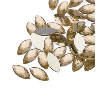 sourcing map 50Pcs Acrylic Horse Eye Gems 7x15mm Flat Back Artificial Rhinestones for DIY Crafts Bead Wedding Party Face Painting Jewelry Making Champagne