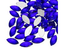 sourcing map 50Pcs Acrylic Horse Eye Gems 7x15mm Flat Back Artificial Rhinestones for DIY Crafts Bead Wedding Party Face Painting Jewelry Making Dark Blue
