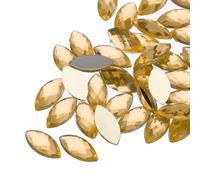 sourcing map 50Pcs Acrylic Horse Eye Gems 7x15mm Flat Back Artificial Rhinestones for DIY Crafts Bead Wedding Party Face Painting Jewelry Making Light Orange