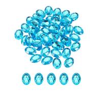 sourcing map 50Pcs Acrylic Oval Gems 13x18 mm Flat Back Artificial Rhinestones for DIY Crafts Bead Wedding Party Face Painting Jewelry Making Aquamarine