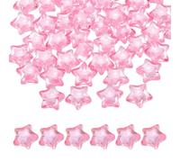 sourcing map 50pcs Acrylic Star Beads, 18mm Star-Shaped Pony Loose Spacer Beads for Friendship Bracelet Necklace Jewelry Making DIY Crafts Party Decoration Supplies, Pink