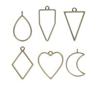 sourcing map 50Pcs Alloy Open Bezel Pendants, Hollow Frame Pendant Geometric Open Back Frame Pendant for Resin Jewelry Making Earrings Necklace Bracelet DIY, Bronze