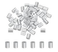 sourcing map 50Pcs Aluminum Crimping Loop Sleeve, 1.5mm 1/16" Round Ferrule Wire Crimps M1.5 Cable Crimp for Wire Rope and Cable Crimps, Clamps Line Rope End